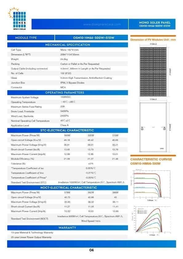 MONO SOLER PANEL-OSM10-HM66–550W~510W
