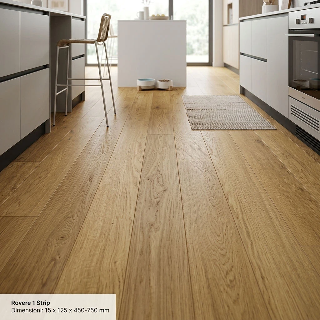 PARQUET PREFINITI – Rovere 1 Strip – Verniciato Naturale – Stock residuo: 14 mq – Offerta: € 294,00