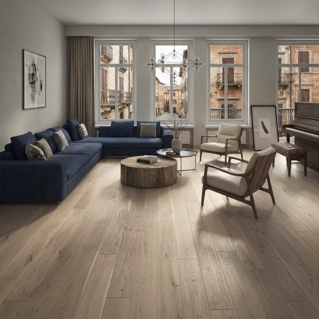 PARQUET PREFINITI – Rovere 1 Strip – Banana Olio Bianco – Verniciato Opaco – Spazzolato – Stock residuo: 8 mq – Offerta: € 173,46
