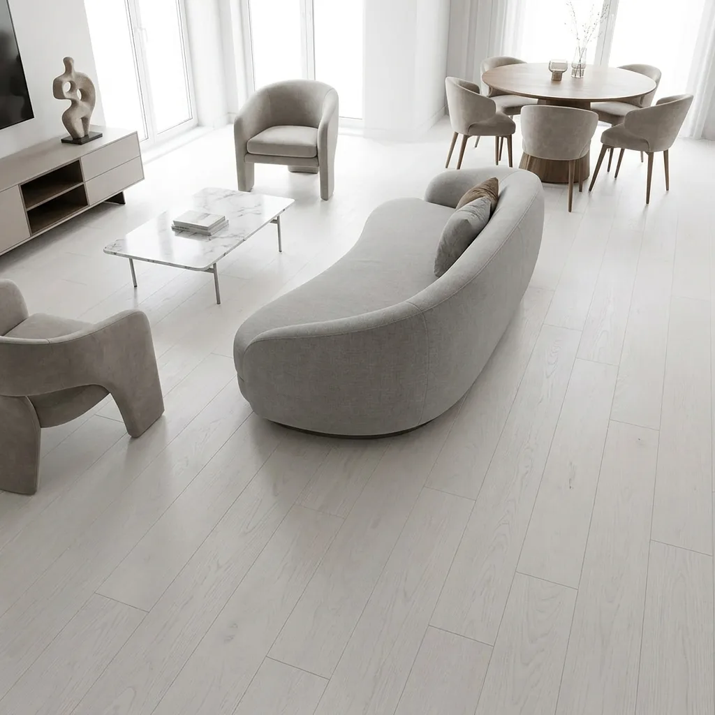 PARQUET PREFINITI – Rovere 1 Strip – Verniciato Bianco Opaco – Olio Oxy – Spazzolato – Stock residuo: 5 mq – Offerta: € 105,07
