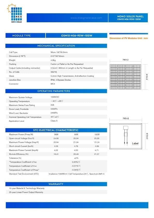 MONO SOLER PANEL-OSM10-M36–90W~100W
