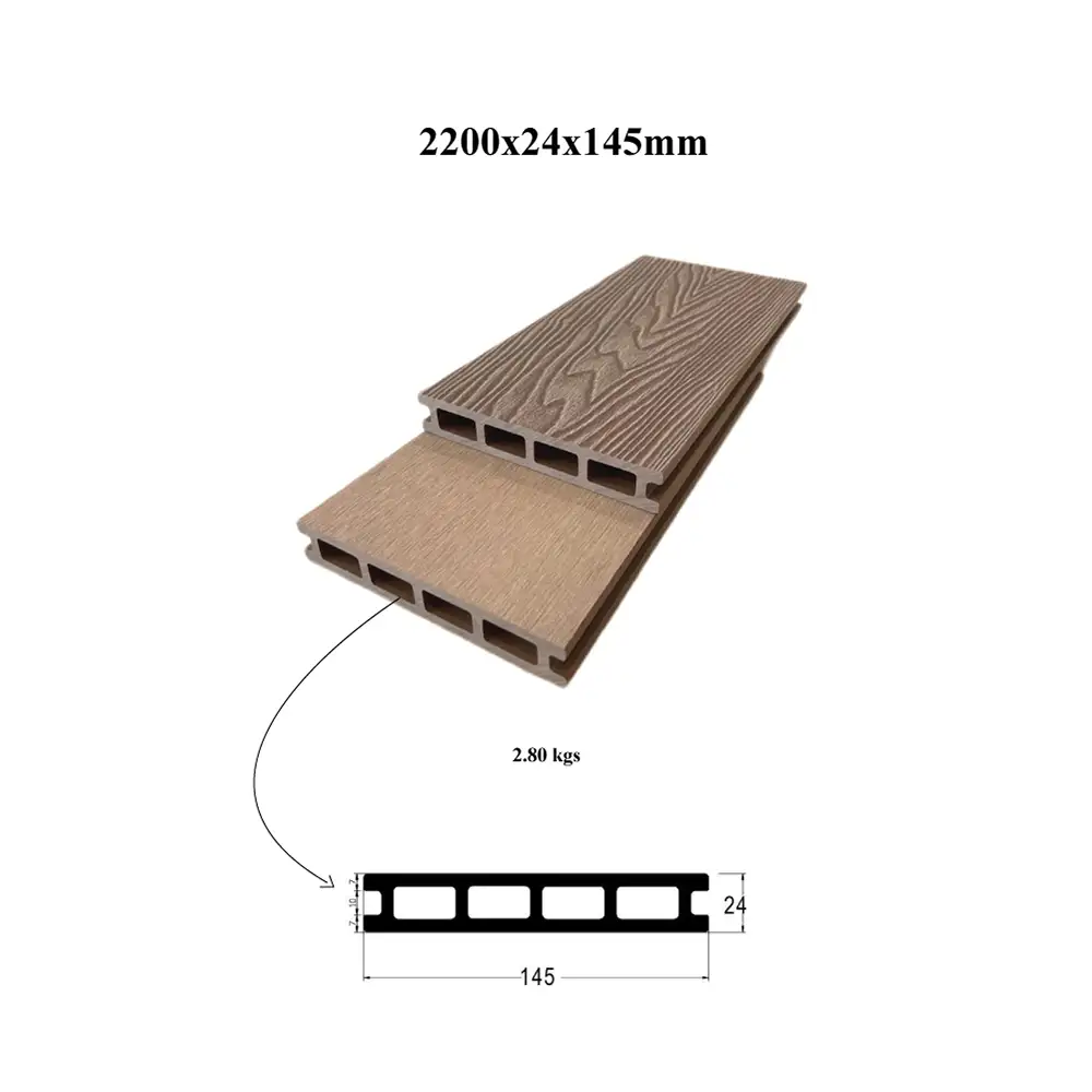 Decking WPC con Rilievo 3D in Teak Dorato, Decking Composito WPC Durevole