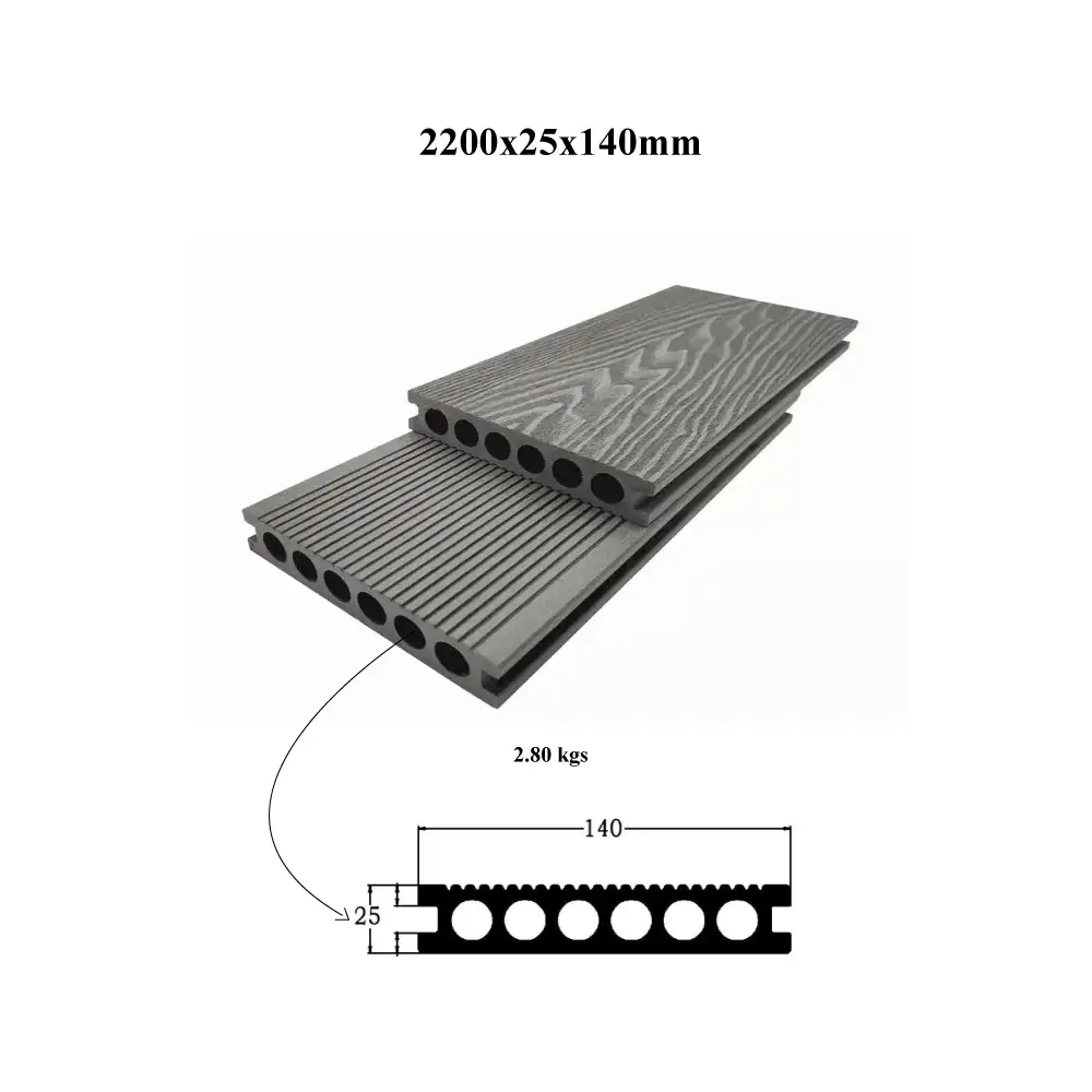 Materiale da costruzione, Decking Composito in Legno Plastico WPC 3D con Rilievo Profondo 140x25 per Esterno