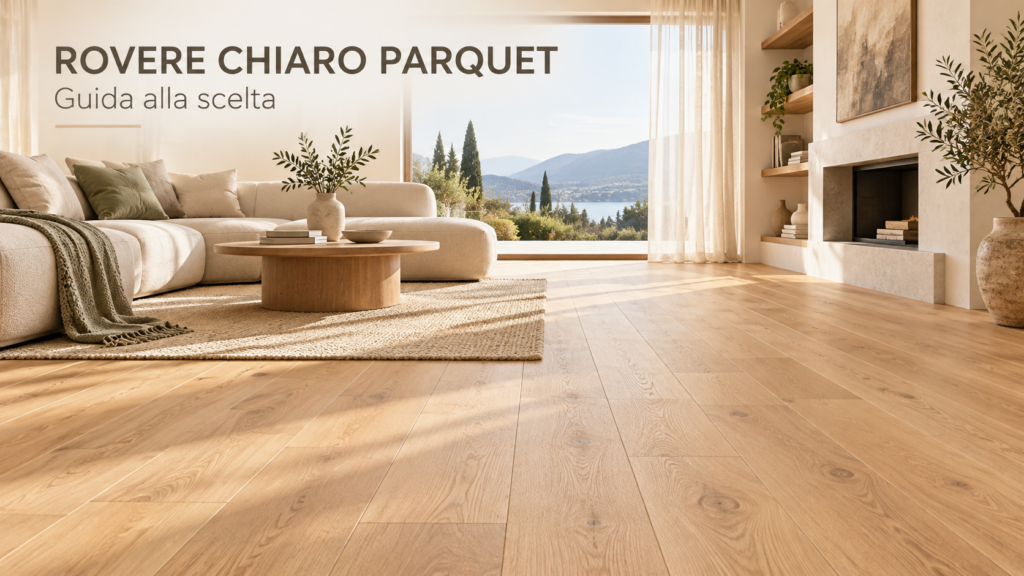 Rovere chiaro parquet in un soggiorno moderno e luminoso